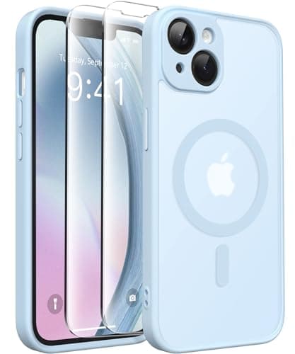 CAPRARO Magnetic for iPhone 14 Case, [Compatible with MagSafe] [Full Camera Protection] Shockproof Protective Slim Translucent Matte Phone Case for iPhone 14 6.1'', Light Blue - Image 1