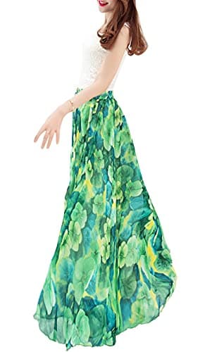 Afibi Boho Floral Long Summer Beach Chiffon Wrap Cover Up Maxi Skirt for Women (Small, Pattern 111) - Image 2