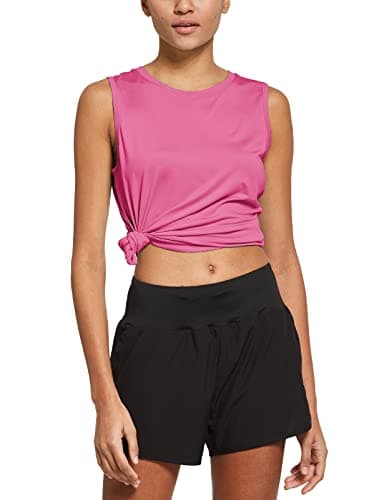 baleaf Women's Workout Tank Tops Sleeveless Exercise Tennis Running Shirts Activewear Fitness Gym Tops Pink S - Image 5