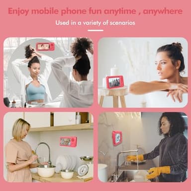 Fanlory Shower Phone Holder with Wireless Bluetooth Speaker, Waterproof 480 Rotation Viewable Shower Phone Stand Case Mount Speakers for Bathroom Wall Mirro for 4"- 6.8" Cell Phones - Image 7