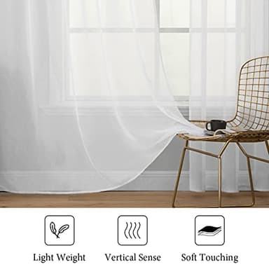 MIULEE 2 Panels Solid Color White Sheer Window Curtains Elegant Window Voile Panels/Drapes/Treatment for Bedroom Living Room (54 X 84 Inches White) - Image 4