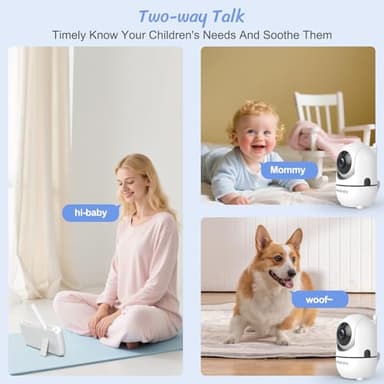 HelloBaby Digital Media Receiver for Car, 6'' World First IPS Split-Screen 30H Battery, No WiFi 2-Way Audio, Video, VOX, Double Cameras Pan-Tilt-Zoom, Night Vision, 8 Lullabies, 1000ft for Car - Image 7