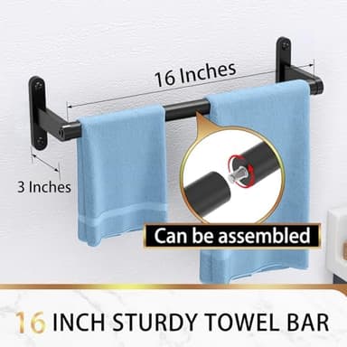 KLJKPA16 Inch Bathroom Towel Bar, Towel Racks for Bathroom Wall Mounted, Modern Heavy Duty Stainless Steel Hand Towel Holder, Single Bar, Black - Image 5