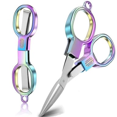 2PCS Folding Scissors, Stainless Steel Safety Portable Mini Travel Small Scissors, Foldable Pocket Badge Scissor, Suitable for Travel, Home, Office, Craft, Sewing, Nurse Accessories - Image 1