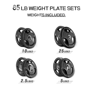 RitFit Weight Plates for Barbell, 2-Inch Olympic Rubber Grip Plates for Weightlifting and Strength Training in Home & Gym, Single, Pair and Sets(85LB, Set) - Image 5
