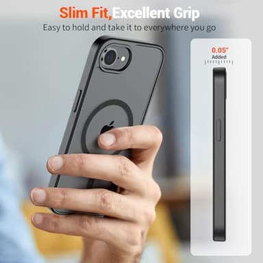 SUPFINE Magnetic for iPhone 16e Case (Compatible with MagSafe)(Military Grade Drop Protection) Slim Translucent Matte Shockproof with Anti-Fingerprint Phone Cover 2025,Black - Image 7