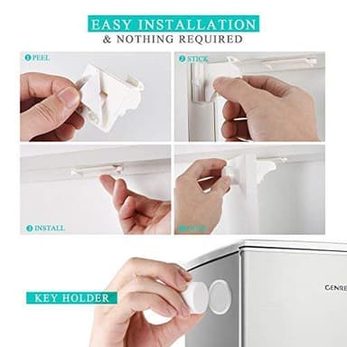 Vmaisi 16 Pack Child Safety Magnetic Cabinet Locks - Children Proof Cupboard Baby Locks Latches - Adhesive for Cabinets & Drawers and Screws Fixed for Protection - Image 8