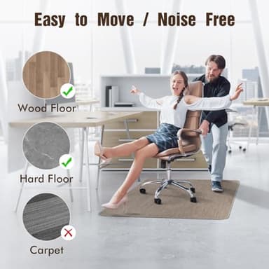 Blvornl Office Chair Mat - 35" x 48" Desk Chair Mat for Hard Wood and Tile Floor, Large Anti-Slip Hard Floor Protector, PVC Mat Desk Rug, Dark Brown - Image 3