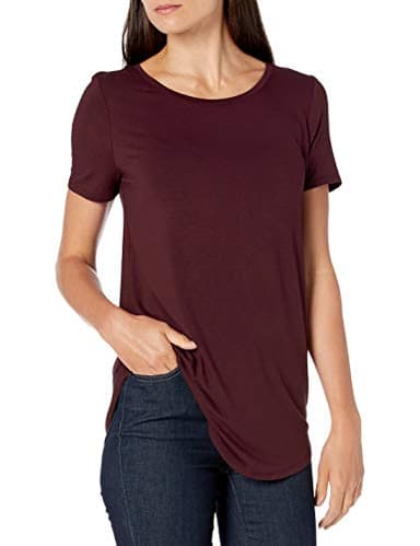 Amazon Essentials Women's Short-Sleeve Scoopneck Tunic, Pack of 2, Bright Pink/Burgundy, Medium - Image 2