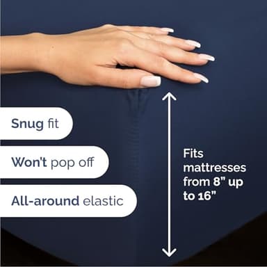 Cal King Size 4 Piece Sheet Set - Comfy Breathable & Cooling Bed Sheets Set - Hotel Luxury Bedding for Women, Men, Kids, Teens, Boys & Girls - Deep Pockets, Soft, Wrinkle Free - Oeko-Tex - Navy Blue - Image 3