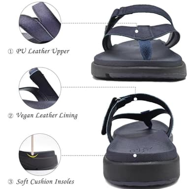 COFACE Womens Orthopedic Flip Flops Ladies Slip On Athletic Yoga Memory Foam Cushioned Recovery Walking Thong Sandals Summer Beach Pool Slippers Comfortable Plantar Fasciitis Arch Support Navy Size 7 - Image 5