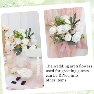 BASIMAN 2pcs Wedding Arch Flowers,Wedding Artificial Sign Flower,Welcome Easel Door Decor Wall swags for Reception Backdrop Table Decorations Welcome Sign (Champagne White) - Image 7