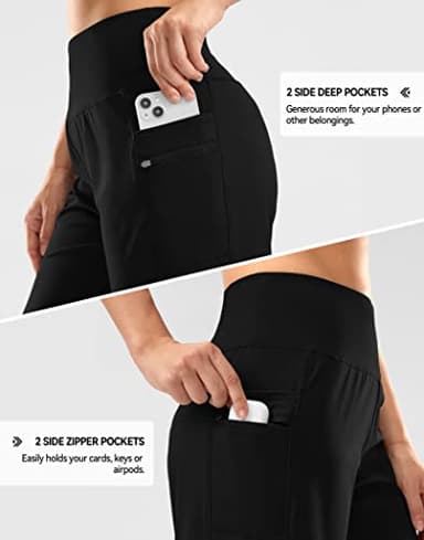 G Gradual Women's High Waisted 9" Bermuda Shorts with Zipper Pockets Athletic Workout Long Shorts for Women Knee Length(Black,L) - Image 4