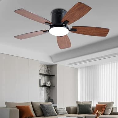 Ayaoty Ceiling Fans with Lights, 42 inch Low Profile Ceiling Fan with Light and Remote Control, Flush Mount, LED Dimmable DC Reversible Modern Ceiling Fan for Bedroom - Image 8
