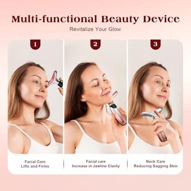 Pedete Facial Massager, 7 Colors Red Light Therapy for Face and Neck, Face Lift Device with 113°F Heating Vibration for Multi Skin Care - Image 7