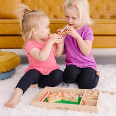 Melissa & Doug Pizza Party Wooden Play Food Set With 54 Toppings - Image 8