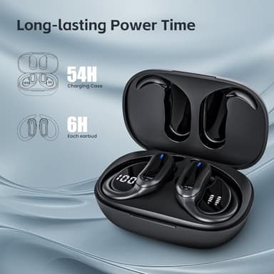 TRAUSI Wireless Earbuds, Bluetooth 5.4 Headphones, True Wireless Stereo Earphones with IPX7 Waterproof, Noise Cancelling Mic, Fast Charging and Comfort Fit Ear Buds for Sports/Workouts - Black - Image 3