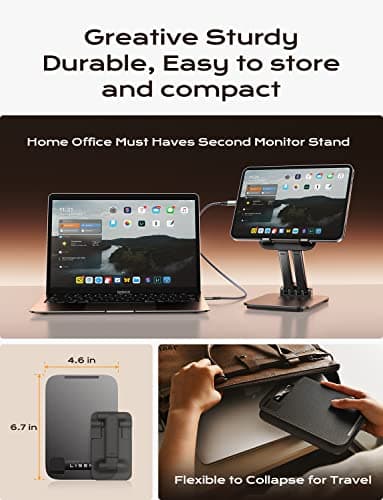LISEN Tablet Stand for iPad Holder Desk Portable Monitor Stands, Foldable Home Office Desk Accessories Travel for iPad Holder Dorm College Essentials Fits Tabs Kindle iPhone 4-15.9" Black - Image 3
