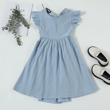 Kionio Baby Girl Toddler Dress Girls Summer Dresses Cotton Sleeveless Halter Tie Back Kid Ruffle Sundress Casual Party Beach - Image 4