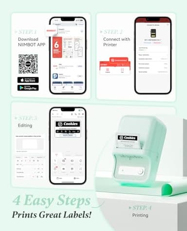 NIIMBOT B21 Label Printer,Bluetooth Thermal Label Maker,Ideal for Home Organization,Business,Ofice,50x30mm Labels,230Pcs(Mint Green) - Image 8