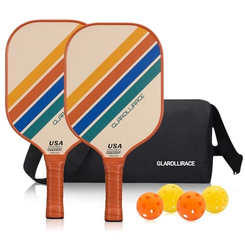 Pickleball Paddles Set of 2 Pickleball Rackets,USAPA Approved Pickleball Set of 2 Pickle Ball Paddles,Fiberglass Surface & PP Honeycomb Core,Breathable Handle,4 Indoor & Outdoor Balls,1 Duffel Bag - Image 1