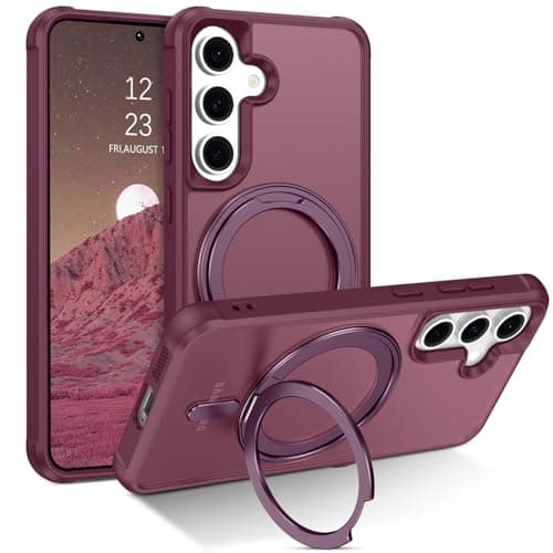 BENTOBEN for Samsung Galaxy S24 Plus Magnetic Case & Galaxy S25 Plus Phone Case, [Compatible with MagSafe] Rotatable Kickstand Ring Holder Design Shockproof Bumper Women Men Protective Cover, Wine Red - Image 1