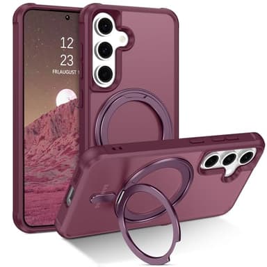 BENTOBEN for Samsung Galaxy S24 Plus Magnetic Case & Galaxy S25 Plus Phone Case, [Compatible with MagSafe] Rotatable Kickstand Ring Holder Design Shockproof Bumper Women Men Protective Cover, Wine Red - Image 1