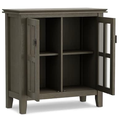 SIMPLIHOME Artisan SOLID WOOD 30 Inch Wide Contemporary Low Storage Cabinet in Farmhouse Grey, For the Living Room, Entryway and Family Room - Image 4