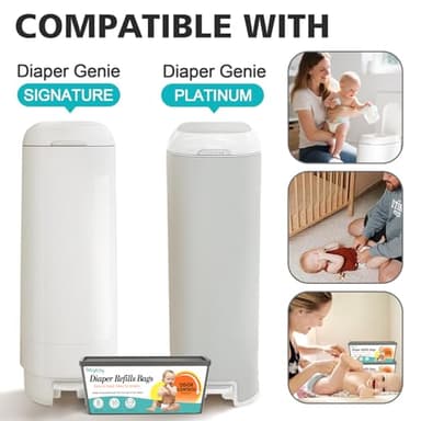 Refills Compatible with Diaper Genie Easy Roll Signature & Platinum Diaper Pail,2-Pack (60 Bags) for 2800 Newborn Diapers,7-Layer Powerful Odor Control.Extra Thickness,Durable & No Tear - Image 5