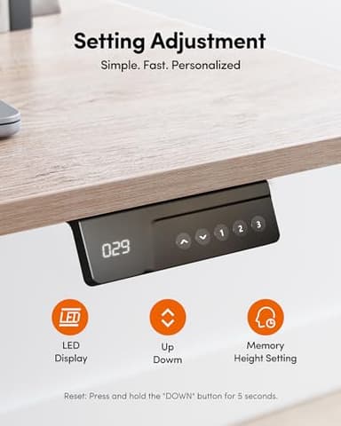 FEZIBO Standing Desk, 48 × 24 Inches Electric Height Adjustable, Sit and Stand Up, Computer Office Desk with Splice Board, White Frame/Maple TOP - Image 6