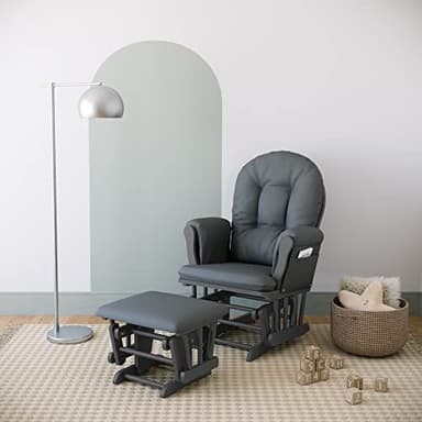 Storkcraft Premium Hoop Glider & Ottoman (Gray/Gray) — GREENGUARD Gold Certified Nursery Glider, Solid Wood Craftsmanship, Smooth-Gliding Nursery Chair and Ottoman, Award-Winning - Image 2