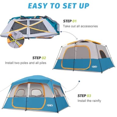 UNP Camping Tent 8 Person, Waterproof Windproof Family Tent with Rainfly Easy Set up-Portable Dome Tents for Camping 6-8 Person - Image 5