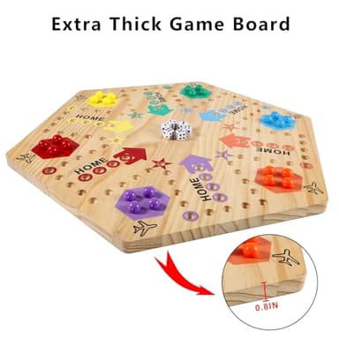 Medikaison Extra Large 23.6 Inches Wahoo Marble Board Game 4 and 6 Players 2 Sided Painted Thicken Wood Board Perfect Game for Family Friends Party - Image 6