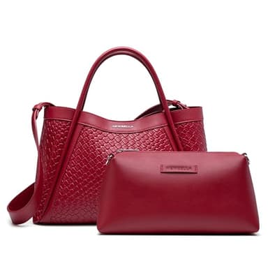 NEWBELLA Tote Bag for Women Purse Top Handle Handbags (Red, for 13 inch laptop) - Image 1