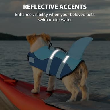 Queenmore Dog Life Jacket High Flotation, Reflective Dog Life Vest for Swimming, Adjustable Dogs Life Preserver Rescue Handle Spring Summer Pool for Small, Medium, Large Dogs (Ocean Blue,L) - Image 6