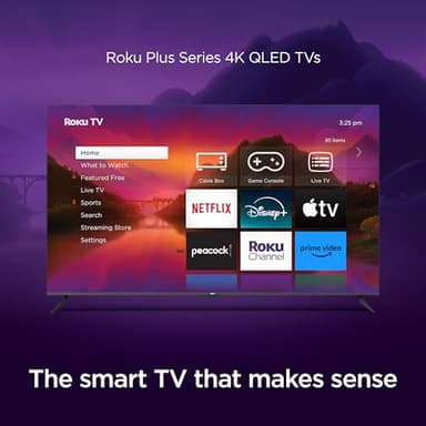 Roku Smart TV – 55-Inch Plus Series 4K QLED RokuTV with Roku Voice Remote Pro, Dolby Vision, Striking 4K Resolution, Automatic Brightness, & Seamless Streaming – Live Local News & Sports - Image 2