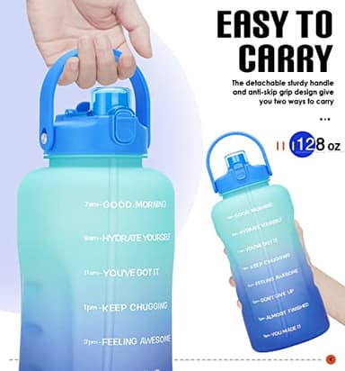 HydroPal 1 Gallon Water Bottles with Straw, 128 oz Water Bottle BPA Free Innovative 2-IN-1 Lid Gym Bottle with Times to Drink Motivational, Large for Sports Fitness Camping Water Jug （13.8X5.5 inch） - Image 6