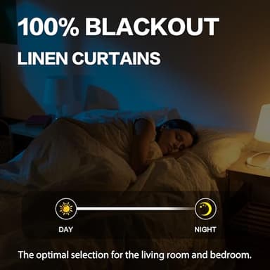 KEQIAOSUOCAI Living Room Full Shade Linen Curtain Panels, High-End Completely Blackout Drapes 96 Inches Drop for Shift Worker and Light Sleepers, Light Gray Back Tab Hook Belt, 50x96, 2 PCs - Image 7