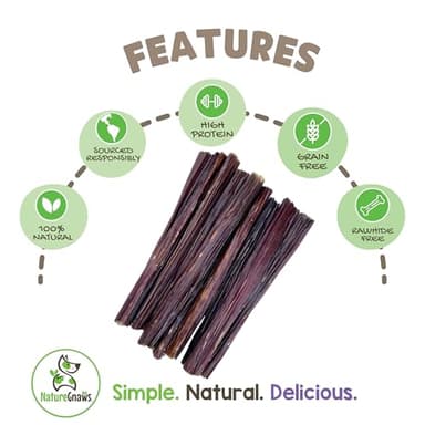 Nature Gnaws Beef Gullet Sticks for Dogs 5-6" (15 Count) - Natural Beef Jerky Stick Dog Chew Treats - Rawhide Free - Image 2
