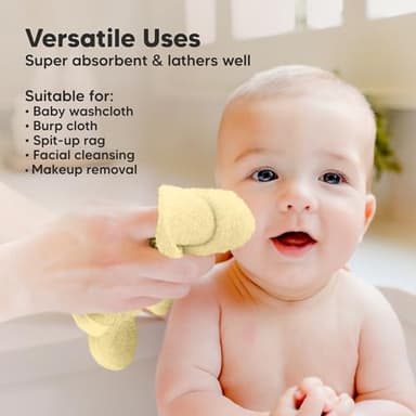 6-Pack Soft Baby Washcloths, Viscose from Bamboo - Kids, Newborn Bath Towels, Infant Shower, Toddler Reusable Face Towel, Gentle on Skin, Face Wash Cloths for Babies, 10x10 (Carrot) - Image 6