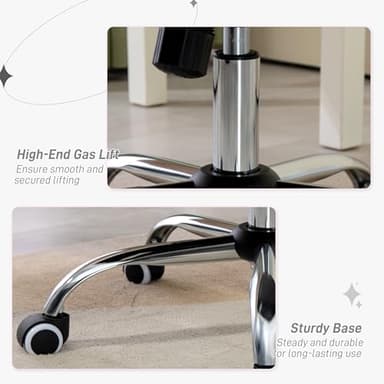 Vinsetto Home Office Chair, Velvet Computer Chair, Button Tufted Desk Chair with Swivel Wheels, Adjustable Height, and Tilt Function, Light Gray - Image 7