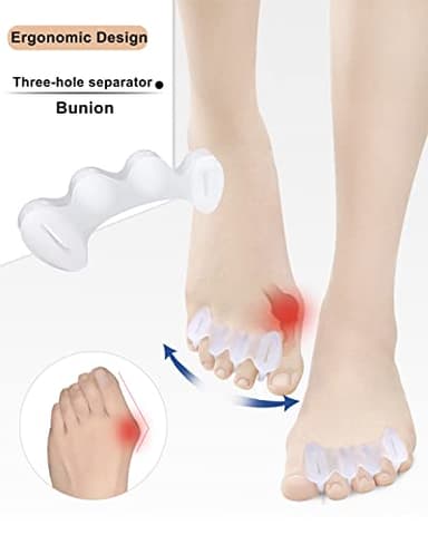 2Pairs Toe Separators Toe Spacers for Women Men to Correct Bunion, Relieve Feet Pain, Foot Alignment, Toe Straighteners for Hammertoes, Plantar Fasciitis (M, Women Shoe Size 9-12.5, Men: 7-11) - Image 4