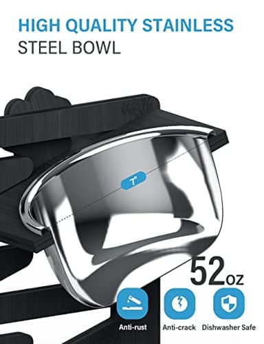 Vantic Elevated Dog Bowls, Adjustable Raised Dog Bowl Stand for Large and XLarge Pet, Sturdy Bamboo Food Feeder with 2 Stainless Steel Dishes, Black - Image 6