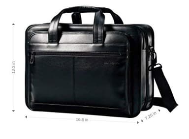 Samsonite Leather Expandable Briefcase, Black, One Size - Image 4