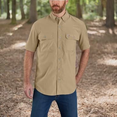 Carhartt Force Relaxed Fit Lightweight Short-Sleeve Shirt Dark Khaki - Image 3