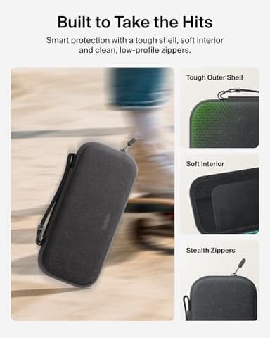 Belkin Carrying Case for Nintendo Switch 2, Travel Bag w/AirTag Holder & Game Card Storage Pocket Portable Lightweight Protective Carrying Case w/Hard Shell, Gaming Essentials - Charcoal - Image 6