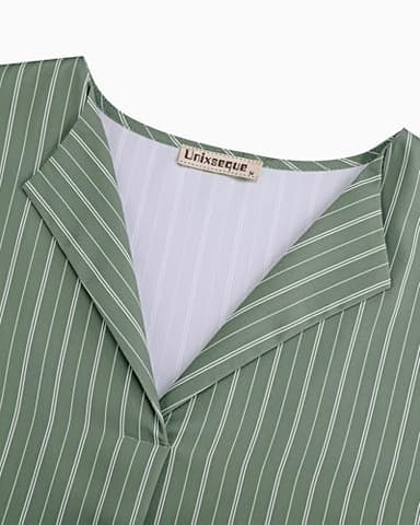 Unixseque Business Casual Tops for Women: Work Attire for Office - Spring Blouses for Women 2025 - Dress Shirts for Women 3/4 Sleeve Professional Formal Tops Dressy Ladies Tops Elegant Green Stripe M - Image 4
