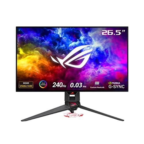 ASUS ROG Swift 27”1440P OLED DSC Gaming Monitor (PG27AQDM) - QHD (2560x1440), 240Hz, 0.03ms, G-SYNC Compatible, Anti-Glare Micro-Texture Coating, 99% DCI-P3, True 10-bit, DisplayPort,Black - Image 1
