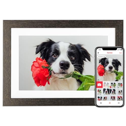 BIHIWOIA 10.1'' Frameo Digital Picture Frame, 32GB WiFi Digital Photo Frame, 1280x800 IPS Touch Screen, Auto-Rotate, Slideshow, Send Photos/Videos via Free App(Black Wood Frame) - Image 1