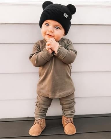 FURTALK Baby Beanie Winter Hat with Bear Ear for Infant Toddler Boys Girls Soft Knitted Skull Cap Dark Grey+Khaki+Caramel 0-6 Months - Image 7